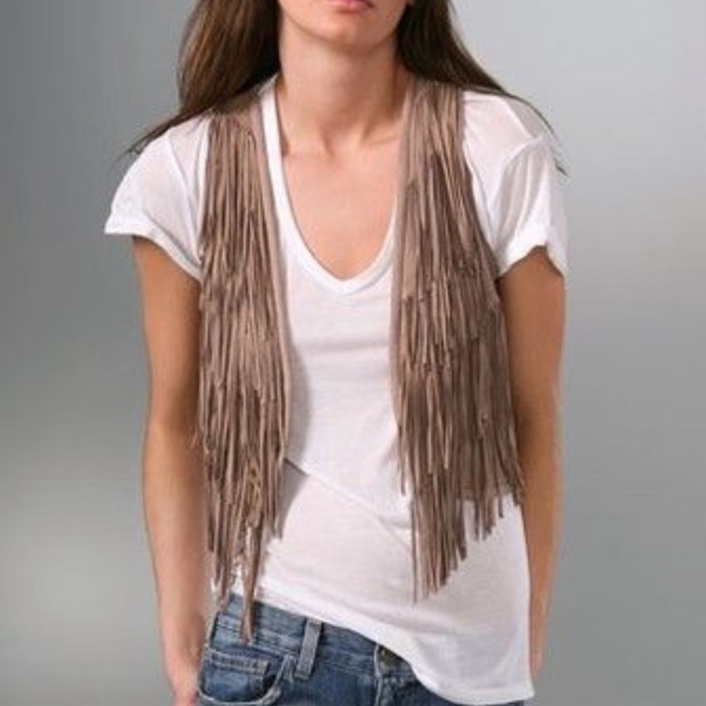 Torn by ronny kobo Heidi Suede Fringe Black Vest S.